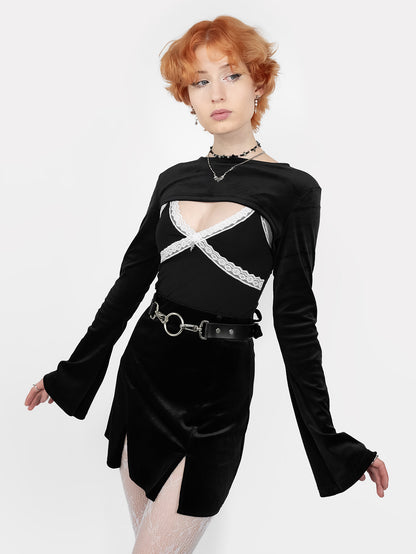 Crop top z białą koronką Wither