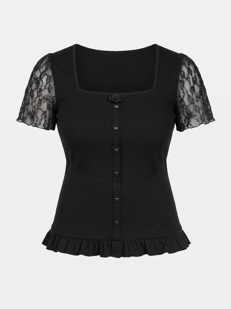 Blouse with lace sleeves
