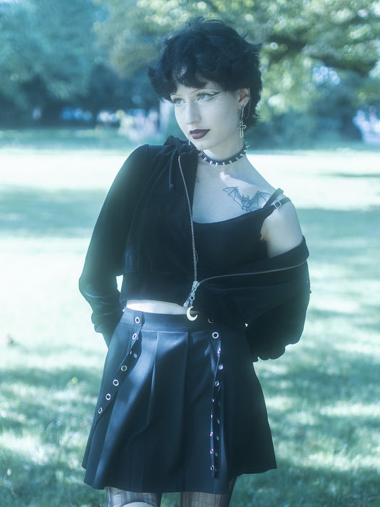 Welurowa, krótka bluza Batcave