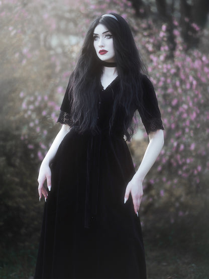 Welurowa sukienka z kołnierzem Rosemary