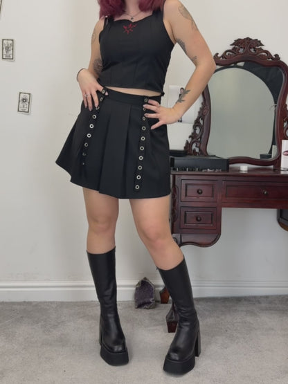 Abyss Eyelets Pleated Mini Skirt