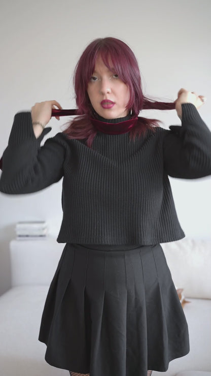 Welurowy, bordowy szal