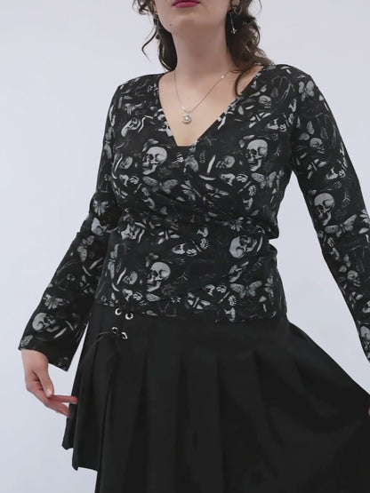 Moonveil Flare Sleeve Wrap Blouse