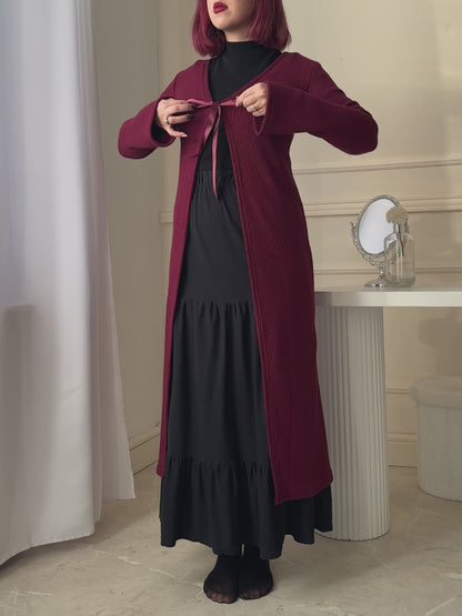 Rhiannon Burgundy Long Cardigan