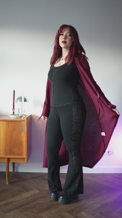 Rhiannon Burgundy Long Cardigan