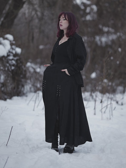 Żakardowa spódnica maxi z wycięciami Eerie