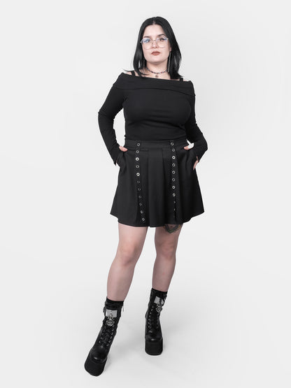 Plisowana spódnica z oczkami Abyss