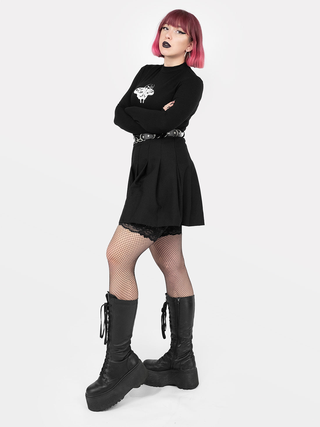 Czarna tennis skirt ze szlufkami