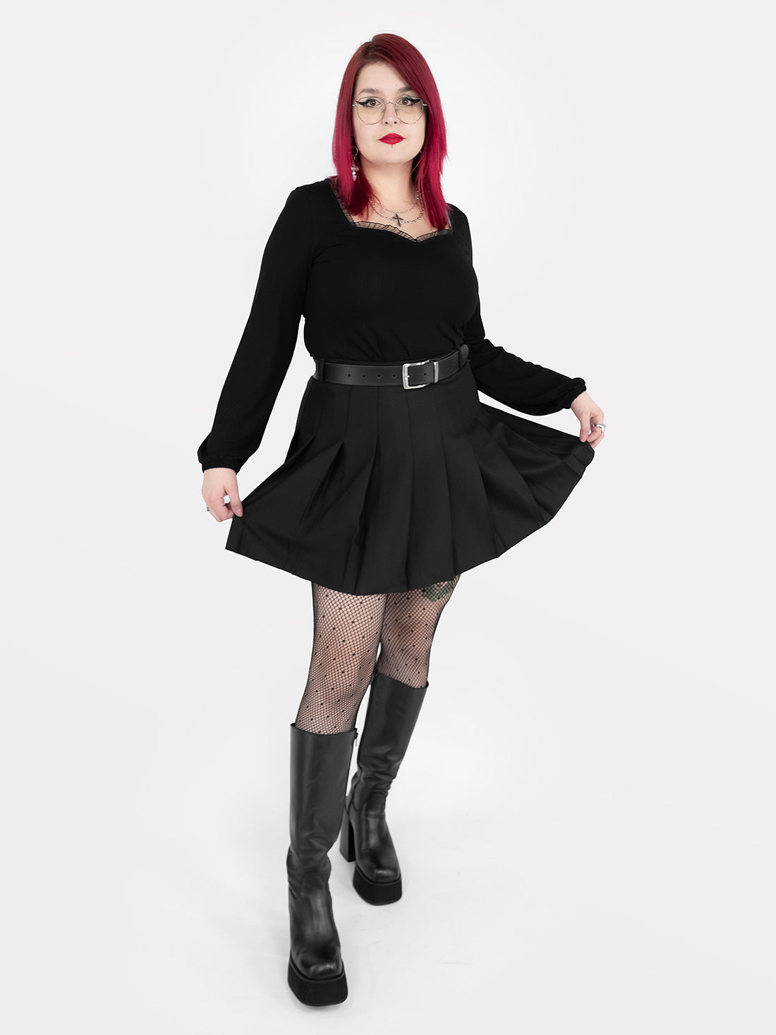Czarna tennis skirt ze szlufkami