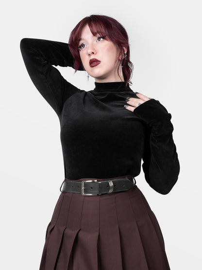 Ash Cotton Velvet Turtleneck