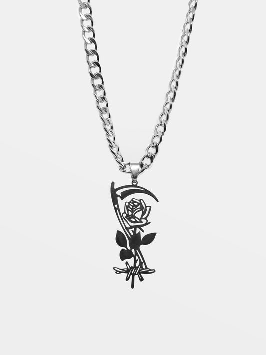 Thornblade Rose and Scythe Necklace