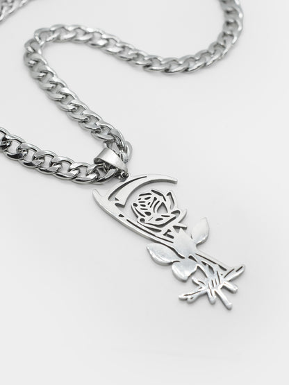 Thornblade Rose and Scythe Necklace