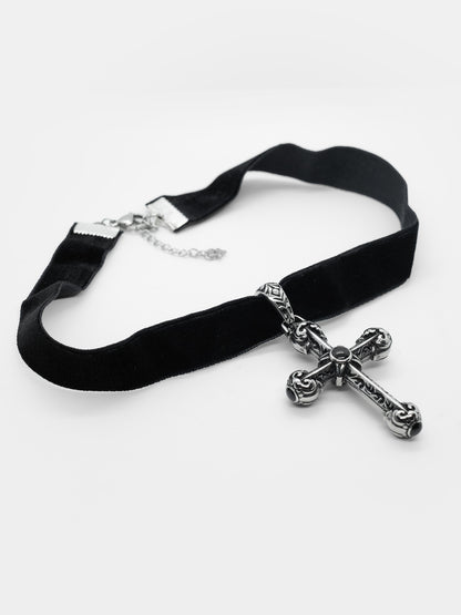 Crucifix Cross Velvet Collar