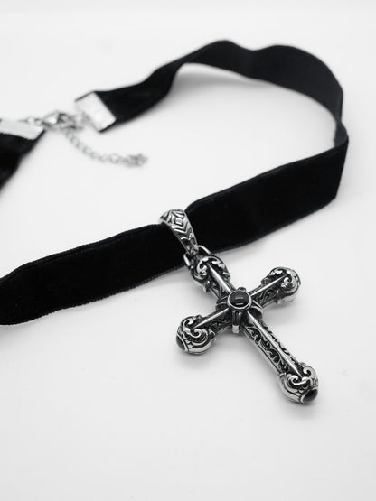 Crucifix Cross Velvet Collar