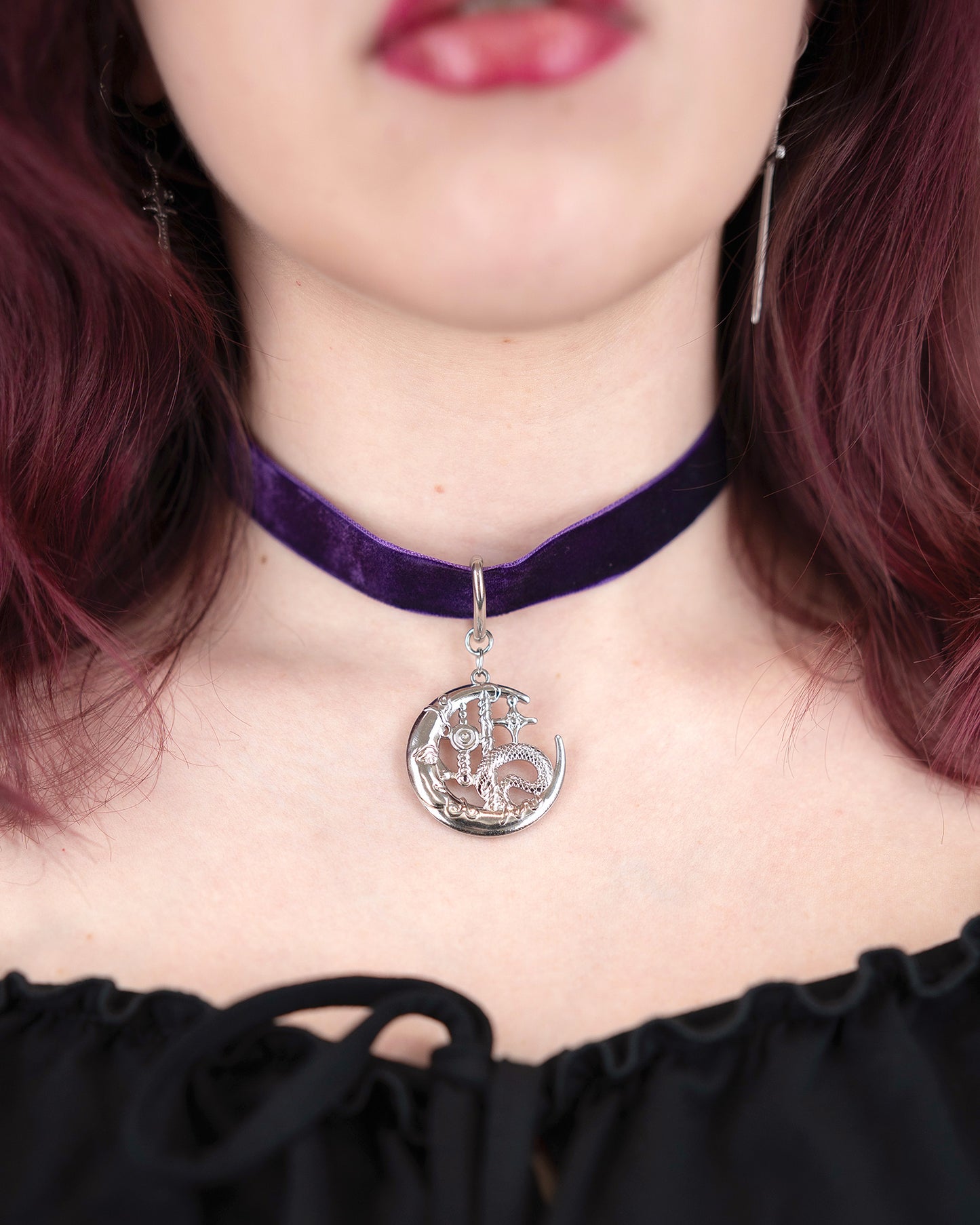 Fioletowa obróżka z księżycem Lunelle