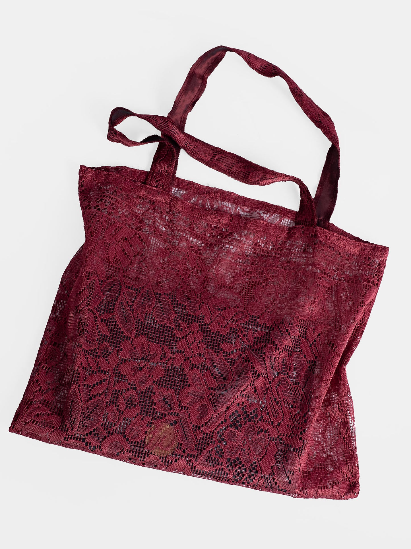 Torba zero waste z bordowej koronki