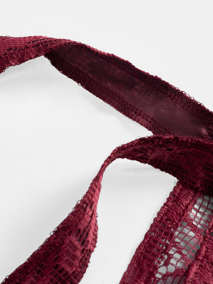 Torba zero waste z bordowej koronki