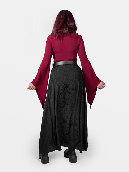 Burgundy Wisteria Bell Sleeve Top