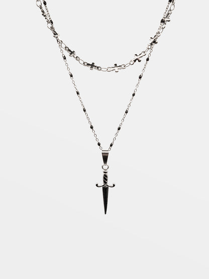 Podwójny naszyjnik ze sztyletem Pierced