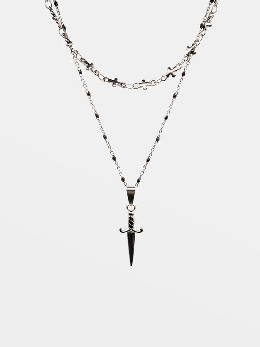 Podwójny naszyjnik ze sztyletem Pierced