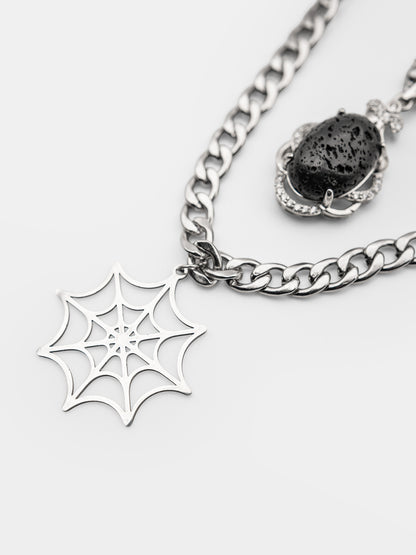 Podwójny naszyjnik z kamieniem lawy Oblivra