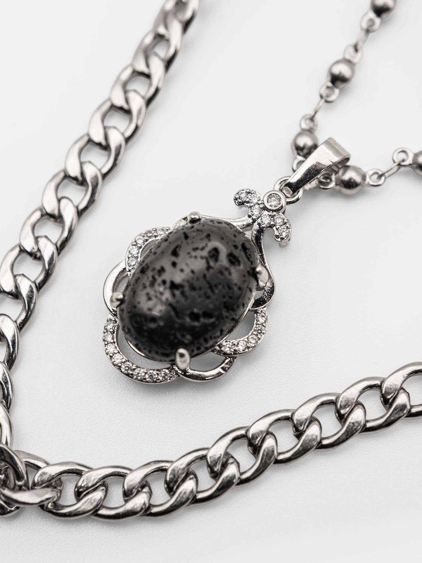 Podwójny naszyjnik z kamieniem lawy Oblivra