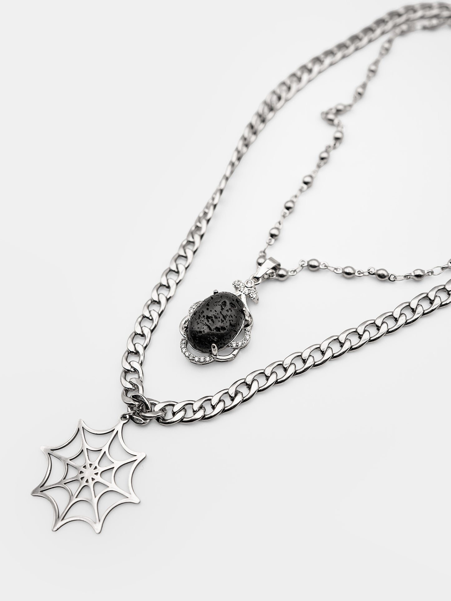 Podwójny naszyjnik z kamieniem lawy Oblivra