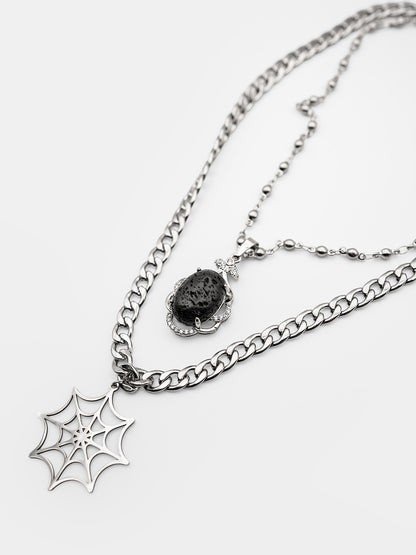 Podwójny naszyjnik z kamieniem lawy Oblivra