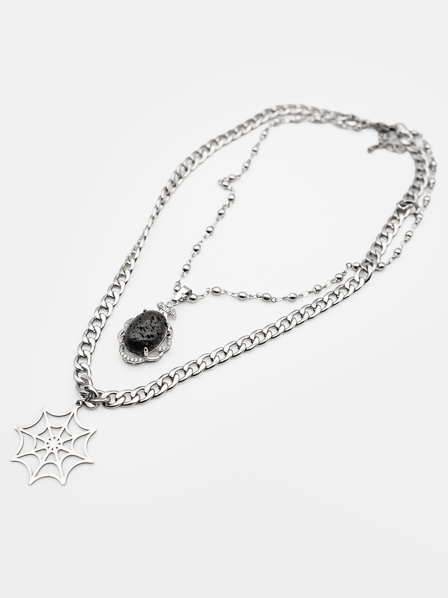 Podwójny naszyjnik z kamieniem lawy Oblivra