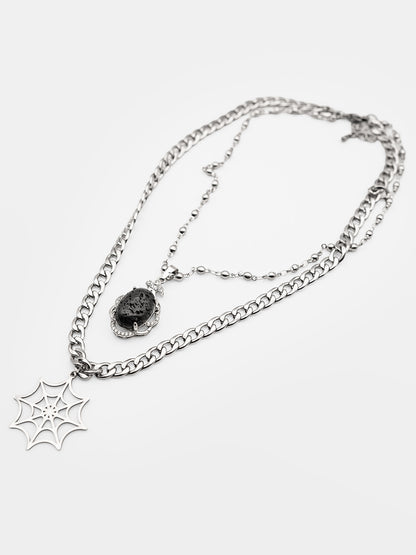 Podwójny naszyjnik z kamieniem lawy Oblivra