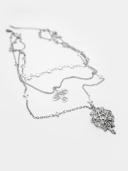 Potrójny naszyjnik z grzybem Folk