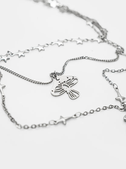 Potrójny naszyjnik z grzybem Folk