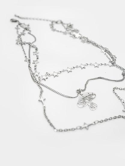 Potrójny naszyjnik z grzybem Folk