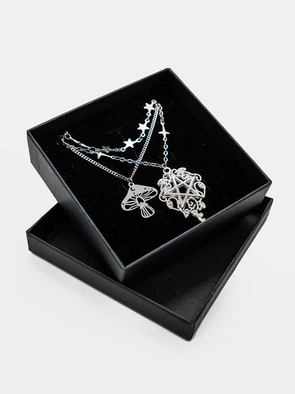 Potrójny naszyjnik z grzybem Folk