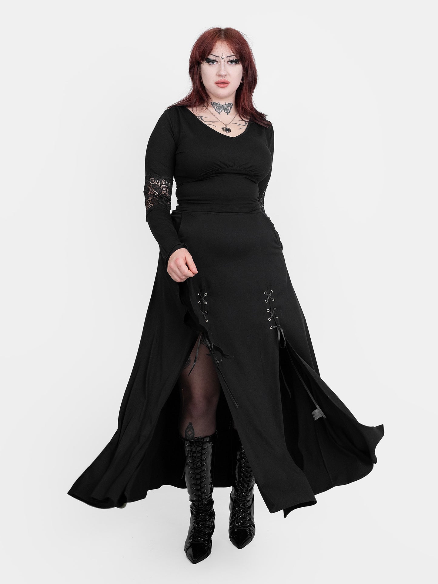 Lacrimosa Lace Up Midi Skirt