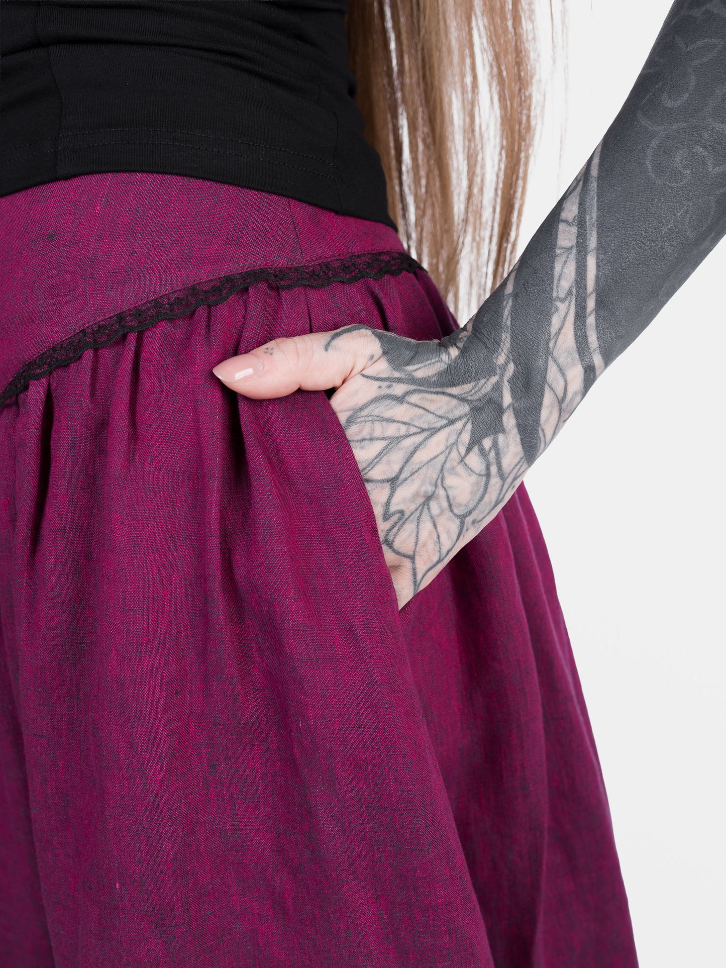 Lniana spódnica maxi Berry Aurelia
