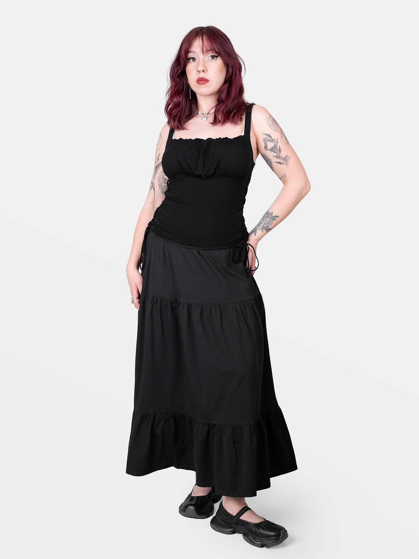 Spódnica midi z falbanami Oblivion