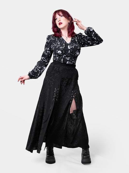 Żakardowa spódnica maxi z wycięciami Eerie