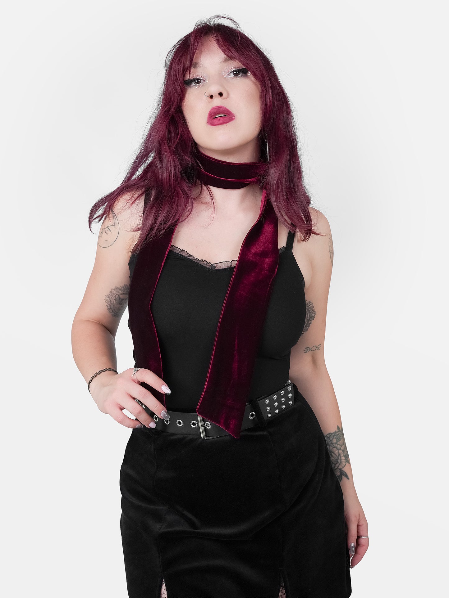 Welurowy, bordowy szal