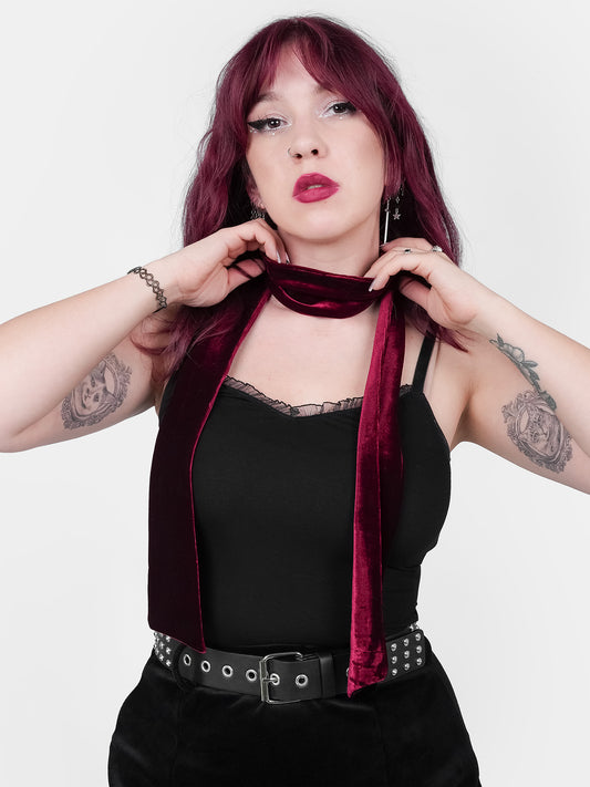 Burgundy Velvet Scarf