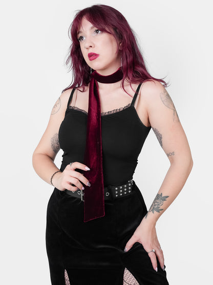 Welurowy, bordowy szal