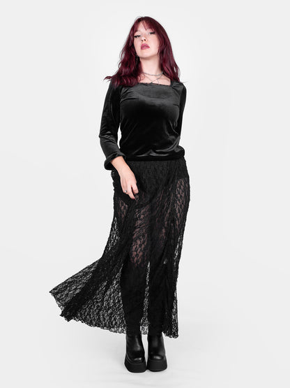 Velvet blouse with lace Morticia