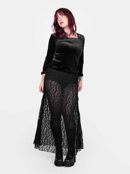 Velvet blouse with lace Morticia