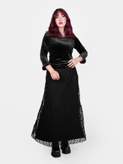 Velvet blouse with lace Morticia