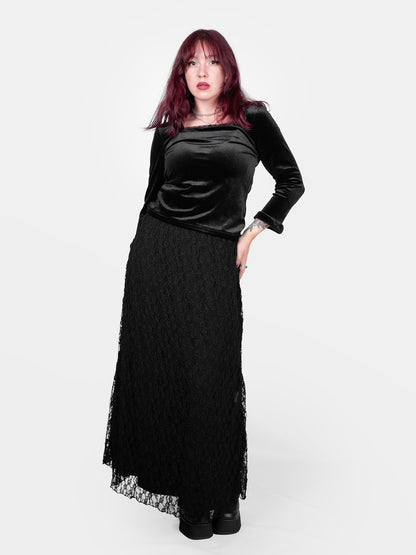 Velvet blouse with lace Morticia