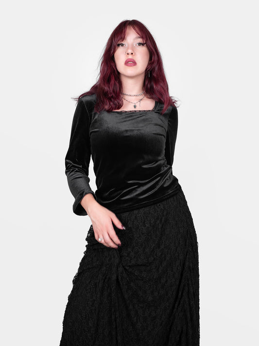 Velvet blouse with lace Morticia