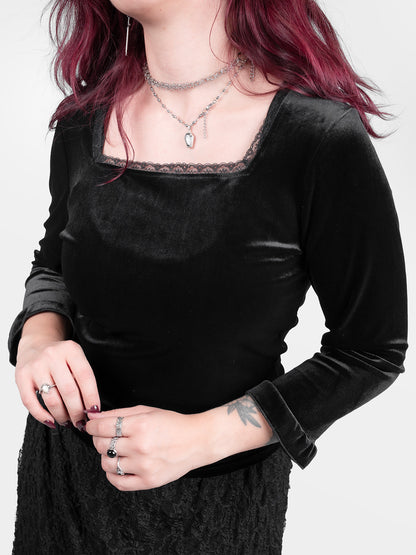 Velvet blouse with lace Morticia