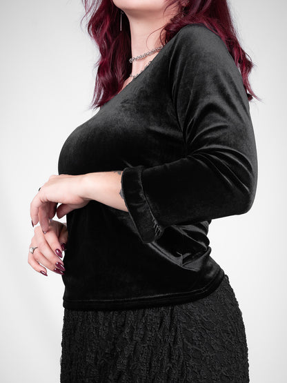 Velvet blouse with lace Morticia