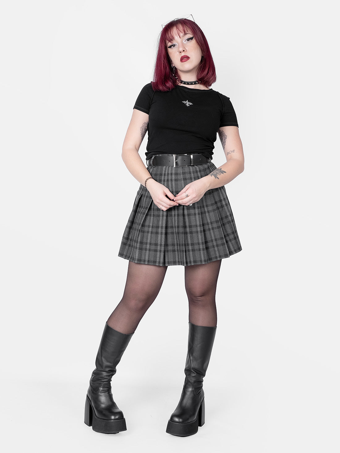 Tennis skirt w ciemnoszarą kratę