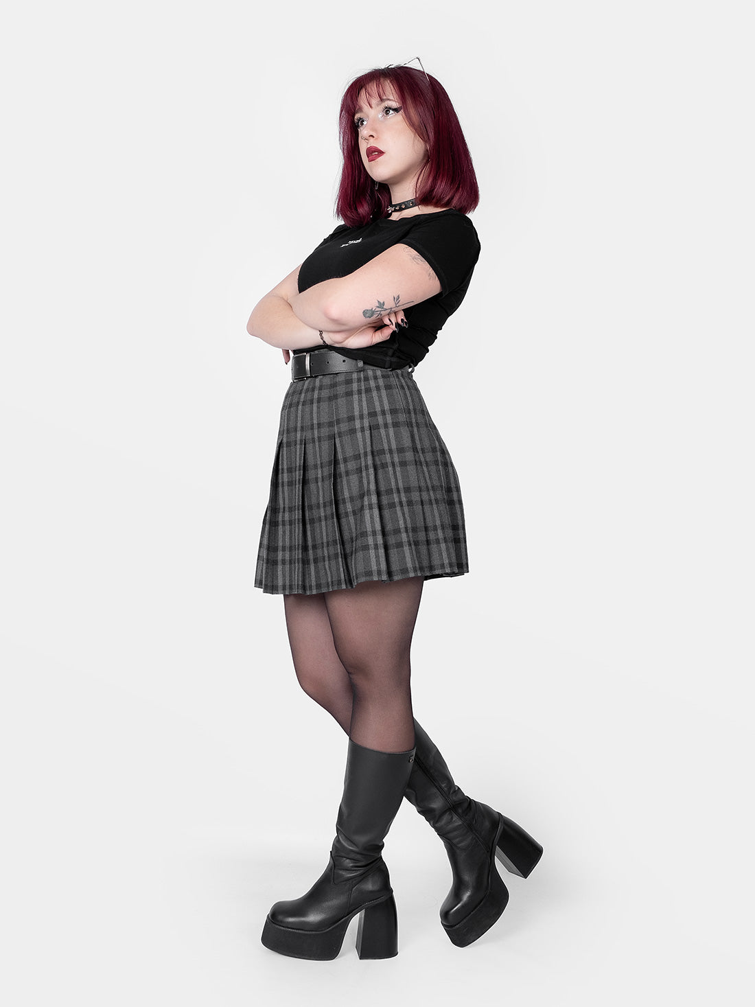 Tennis skirt w ciemnoszarą kratę